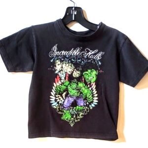 Incredible Hulk Black Kids T-Shirt, By Marvel, Size 5/6, Used